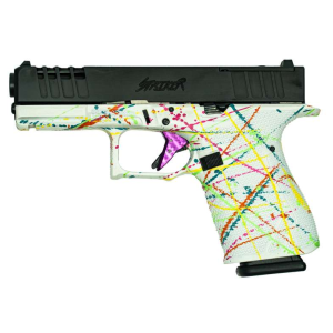 GLFA 19 STRIKER 9MM 4 15 SHOT BLK FRAME SPLATTER WHITE SLIDE