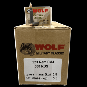 645611300790 WOLF Military Classic .223rem Non-corrosive, 55gr Fmj, 500rd Case 645611300790 645611300790