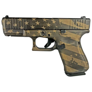 GLOCK G19 GEN5 9MM FXD WFRONT SERRATIONS 15RD Distressed FlagBurnt Bronz
