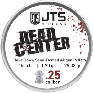 Jts Shotguns JTS PELLETS DEAD CENTER 25 CAL SEMI-DOMED 29.32 GR 150CT - $10.25 at BattleHawk Armory