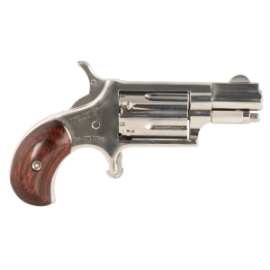 North American Arms 22LR 5 Shot 1.13 Polished Stainless Steel, Rosewood Grip, Exposed Hammer