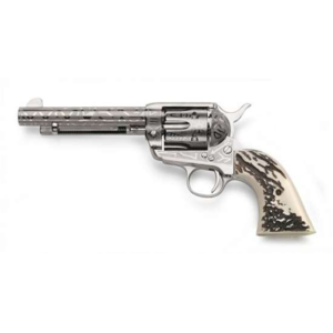 Taylors and Company OG1408 1873 Cattle Brand 45 Colt (LC) 6 Round 5.50 Nickel Engraved Stag Imitation Grip