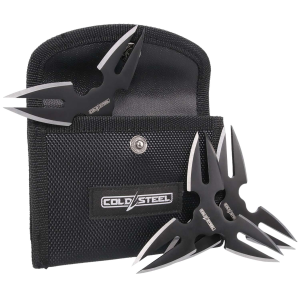 Cold Steel CSTH15STR3PK Throwing Stars  Three 1.50 Black Oxide 420 Stainless Steel Blades Includes Sheath