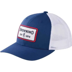 BROWNING CAP WALLOW MESH SNPBK BG STICK PATCH BLUE/WHITE OSFM