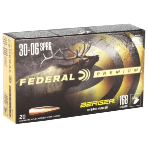 FEDERAL P3006bch1 Premium Berger Hybrid Hunter 30-06 Springfield 168 Gr Berger Hybrid Hunter 20 Bx/ 10 Cs