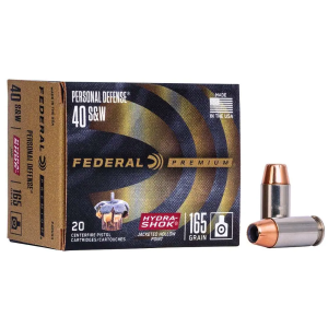 FEDERAL P40hs3 Premium Personal Defense 40 S&w 165 Gr Hydra-shok Jacketed Hollow Point 20 Bx/ 25 Cs