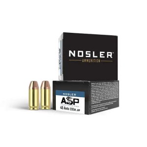 Nosler 51277 Match Grade 45 ACP 230 gr Jacketed Hollow Point (JHP) 20 Bx/ 10 Cs