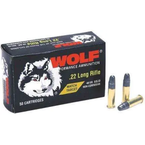WOLF 22mtb Match Target 22 Lr 40 Gr Round Nose (rn) 50 Bx/ 100 Cs
