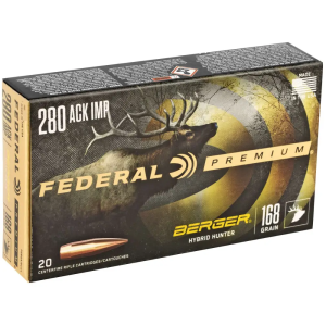 FEDERAL P280ibch1 Premium Berger Hybrid Hunter 280 Ackley Improved 168 Gr Berger Hybrid Hunter 20 Bx/ 10 Cs