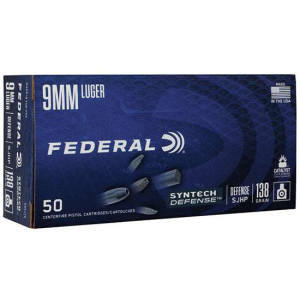 FEDERAL S9sjt2 Syntech Defense 9mm Luger 138 Gr Segmented Jacketed Hollow Point (sjhp) 50 Bx/ 10 Cs