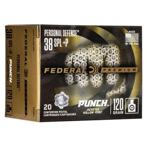 Federal PD38P1 Premium Punch 38 Special +P 120 gr Jacketed Hollow Point (JHP) 20 Bx/ 10 Cs
