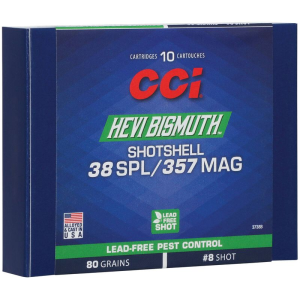 CCI 3738b Pest Control Hevi Bismuth 38 Spl / 357 Mag 80 Gr#8 Shotshell Aluminum Case 10rds