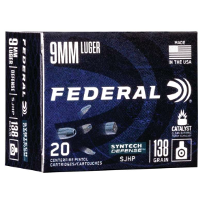 FEDERAL S9sjt1 Syntech Defense 9mm Luger 138 Gr Segmented Jacketed Hollow Point (sjhp) 20 Bx/ 10 Cs