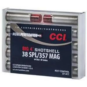 CCI 3714cc Big 4 Shotshell 38 Special,357 Mag 84 Gr Shotshell #4 Shot 10 Bx/ 20 Cs