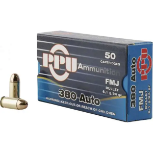 PPU Pph380af Handgun 380 Acp 94 Gr Full Metal Jacket (fmj) 50 Bx/ 20 Cs