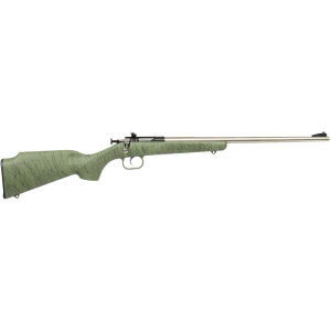 Crickett KSA2442 Gen2 Youth 22 LR 1rd 16.13 Stainless Single Shot Barrel, Stainless Steel Receiver, Green w/Black Webbing Fixed Synthetic Stock