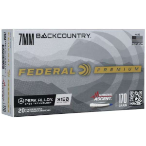 FEDERAL P7bcta32 Backcountry 7mm Bc 170gr Terminal Ascent 20 Per Box/10 Case