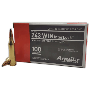AGUILA 8047ag 243 Win 100 Gr Interlock Boat Tail Soft Point 20 Per Box/ 10 Case