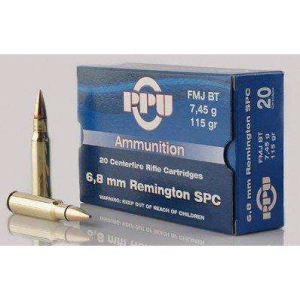 PPU Pp68f Standard Rifle 6.8 Spc 115 Gr Full Metal Jacket Boat Tail (fmjbt) 20 Bx/ 50 Cs