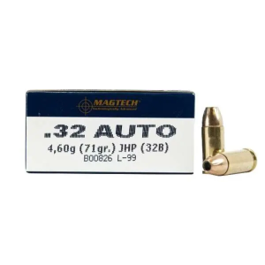 Magtech 32B Range/Training 32 ACP 71 gr Jacketed Hollow Point (JHP) 50 Bx/ 20 Cs