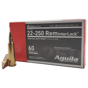AGUILA 8338ag 22-250 Rem 60 Gr Interlock Boat Tail Soft Point 20 Per Box/ 10 Case