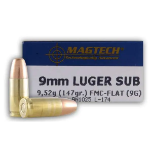 9mm Ammo - Magtech RangeTraining Luger Flat Subsonic FMJ Magtech RangeTraining Luger Flat Subsonic FMJ Ammo