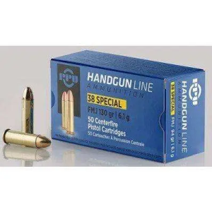 PPU PPH38SF Handgun 38 Special 130 gr Full Metal Jacket (FMJ) 50 Bx/ 10 Cs