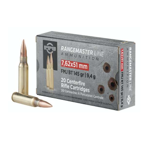 PPU Pprm762 Rangemaster 7.62x51mm Nato 145 Gr Full Metal Jacket Boat Tail (fmjbt) 20 Bx/ 25 Cs