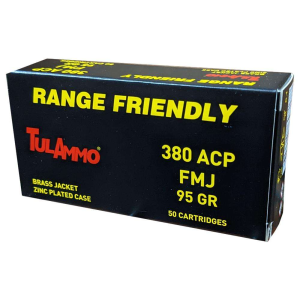 TULA .380 Acp 95gr Steel Cases Brass Jacketed Zinc Plated 50rd