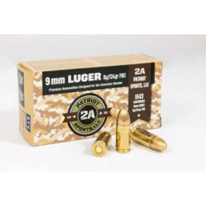 PATRIOT Sports Amo 9mm 124gr Fmj 50rd ( 20 Boxes Per Case )