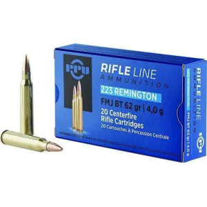 PPU Pp223f2 Standard Rifle 223 Rem 62 Gr Full Metal Jacket Boat Tail (fmjbt) 20 Bx/ 50 Cs