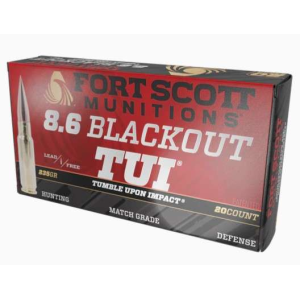 Fort Scott Munitions 86BLK235SCV1 Tumble Upon Impact (TUI)  8.6Blackout 135gr 20 Per Box/10 Case