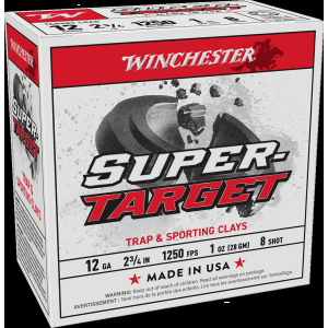 WINCHESTER 12 Ga 2-3/4 #8 Super-target 1 Oz 1250 Fps 25 Rd/bx 10 Bx/cs