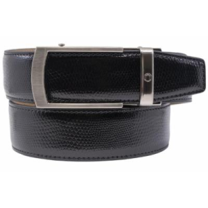 Nexbelt Camden Embossed Leather Dress Belt, 1 3/8 Wide, Up to 45 Waist, Black Lizard Skin