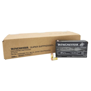 Winchester Ammunition Winchester Ammo SUP45 Super Suppressed 45 ACP Subsonic 230 gr Full Metal Jacket (FMJ) 500 rd CASE - $31.86 at BattleHawk Armory