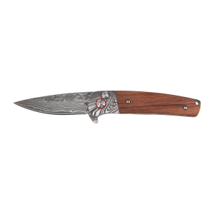 Sarge Knife, Wild Cat Damascus and Rosewood Folding Knife, SK-714