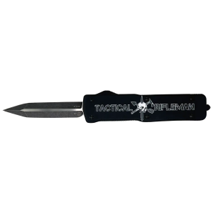 Templar Knife  Premium Weighted Wood US Flag Slim 3 OTF Tanto Part Serrated Black Oxide Stonewashed Powder Coated D2 Steel Blade, 4.50 Painted Wood Grain US Flag Aluminum Zinc Alloy Handle