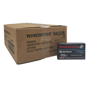 WINCHESTER RANGER LAW ENFORCEMENT 223 REM 55 GR PSP POINTED SOFT POINT AMMUNITION 1000 rd CASE