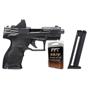 Taurus TX22 Compact 22 LR 36 2x 13rd Mags Matte Black US Flag We The People Slide Pistol w Freedom Fingers FRT  RFX11 Green Dot