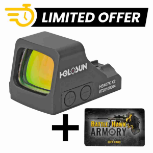 Holosun Holosun 407K X2 Series Red Dot Sight 6 MOA Dot + $25 BattleHawk Armory Gift Card - $224.99 at BattleHawk Armory