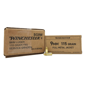 9mm Ammo - Bulk Winchester Ammo Service Grade Luger CASE FMJ Bulk Winchester Service Grade Luger CASE FMJ Ammo