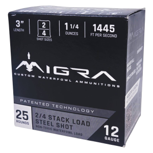 Migra Ammunitions M-12SS-2-4 Staxd 12 GA 3 1-1/4oz #2/4 25rds