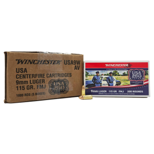 Winchester Ammo USA9W USA 9mm Luger 115 gr Full Metal Jacket (FMJ) 1000 rd CASE - Winchester Repeating Arms