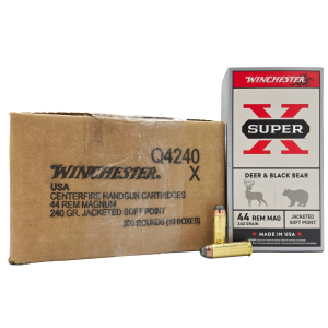 Winchester Ammo Q4240 Super-X 44 Rem Mag 240 gr Jacketed Soft Point (JSP) 500 rd CASE - Winchester Repeating Arms