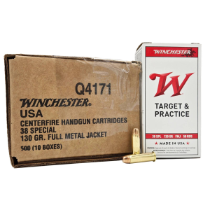 Winchester Ammo Q4171 USA 38 Special 130 gr Full Metal Jacket (FMJ) 500 rd BOX - Winchester Repeating Arms