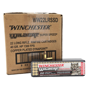 Winchester Ammo WW22LRSSD Wildcat Super Speed 22 LR 40 gr Copper Plated Dynapoint 2000 rd CASE - Winchester Repeating Arms