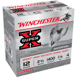 Winchester Ammunition Winchester Ammo WEX12H4 Super X Xpert High Velocity 12 Gauge 2.75 1 1/8 oz 4 Shot 25 Bx/ 10 Cs - $17.15 at BattleHawk Armory