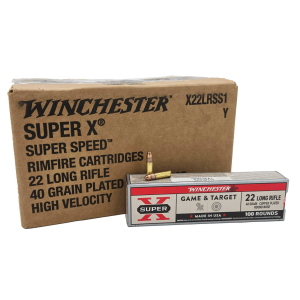 Winchester Ammo X22LRSS1 Super-X 22 LR 40 GR Copper Plated Round Nose (CPRN) 2000 rd CASE
