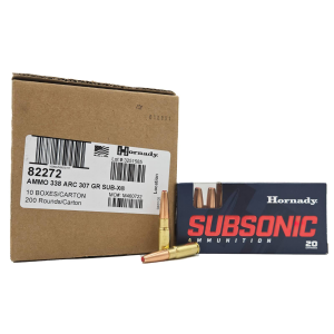 Hornady 338ARC, 307gr Sub-X, Subsonic Ammunition, 200 rd CASE