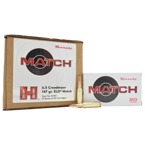 Hornady 81501 Match  6.5 Creedmoor 147 gr Extremely Low Drag-Match Rifle Ammunition 200 rd CASE